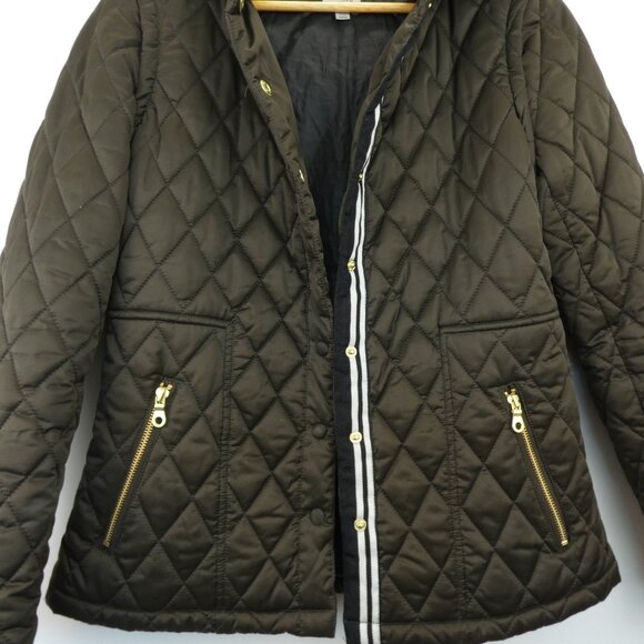Tristan Womens Coat Medium Brown Diamond Quilted Removable Arms and Hood Jacket - Picture 10 of 16